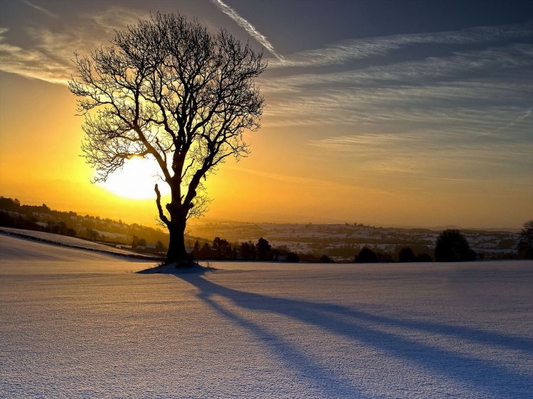 Fonds d'cran Nature Couchers et levers de Soleil Coucher de soleil sur neige