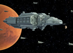  Fantasy and Science Fiction Le vaisseau cargo "Antares" et son escorte quittant Mars pour rejoindre la Terre