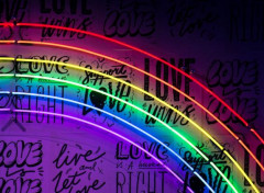  Objets neon lettering rainbow