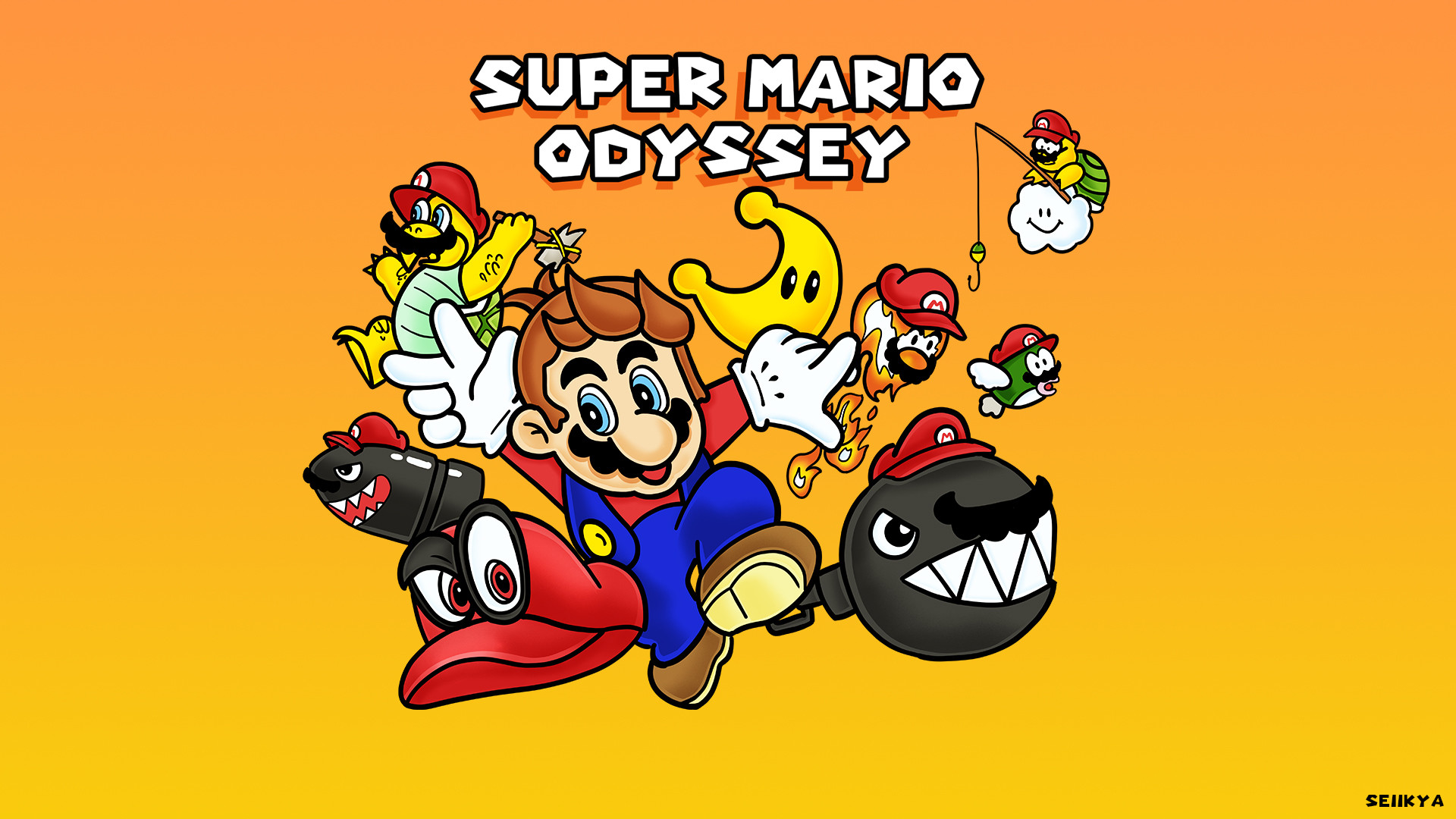 Fonds d'cran Jeux Vido Mario Mario Odyssey - SNES style!