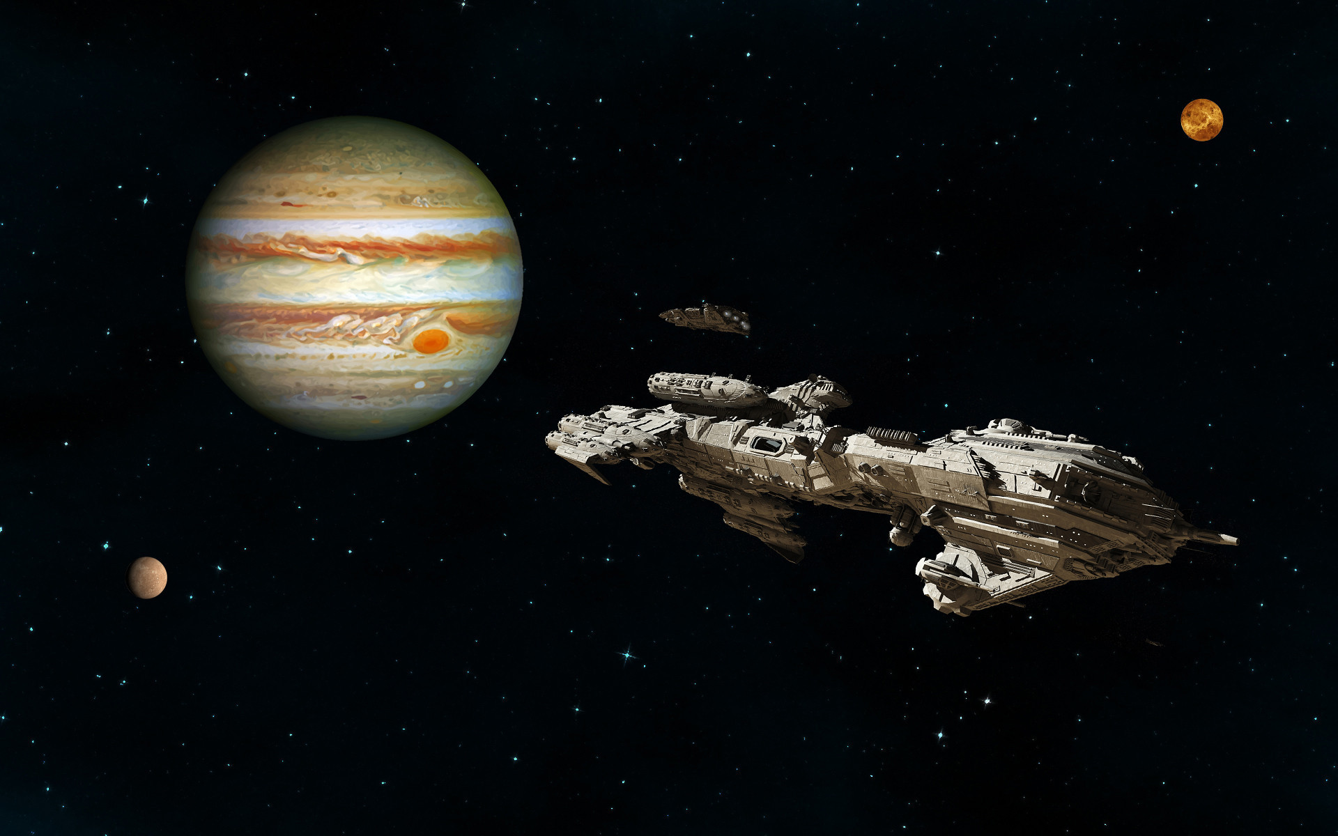 Wallpapers Fantasy and Science Fiction Spaceships Vaisseaux spatiaux en approche de Jupiter